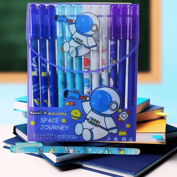 Space_Theme_Blue_Ink,Gel_Pens_For_Kids,_0.5Mm_Erasable_Gel_Pen_Set_Of_12,_Adorable_Astronaut_Theme_Colorful_Pen_For_Project_Work,_Journal,_Stationery_For_Girls_&_Boys_(12_Astronaut_Gel)