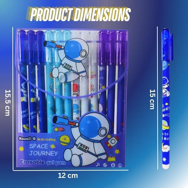 Space_Theme_Blue_Ink,Gel_Pens_For_Kids,_0.5Mm_Erasable_Gel_Pen_Set_Of_12,_Adorable_Astronaut_Theme_Colorful_Pen_For_Project_Work,_Journal,_Stationery_For_Girls_&_Boys_(12_Astronaut_Gel)