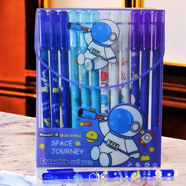Space_Theme_Blue_Ink,Gel_Pens_For_Kids,_0.5Mm_Erasable_Gel_Pen_Set_Of_12,_Adorable_Astronaut_Theme_Colorful_Pen_For_Project_Work,_Journal,_Stationery_For_Girls_&_Boys_(12_Astronaut_Gel)