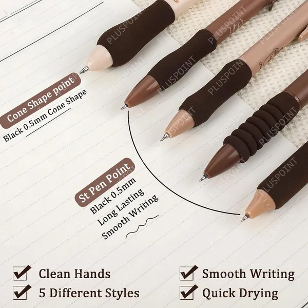 5Pcs_Coffee_Brown_Theme_Cute_Gel_Pens_Set_Blue_Ink_Fine_Point_Smooth_Writing_0.5Mm_Neutral_Aesthetic_Pens_For_Journaling_Fancy_Pen_Bulk_Kawaii_School_Office_Supplies_(Coffee-_Blue)