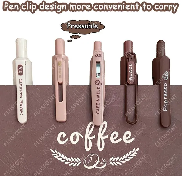 5Pcs_Coffee_Brown_Theme_Cute_Gel_Pens_Set_Blue_Ink_Fine_Point_Smooth_Writing_0.5Mm_Neutral_Aesthetic_Pens_For_Journaling_Fancy_Pen_Bulk_Kawaii_School_Office_Supplies_(Coffee-_Blue)