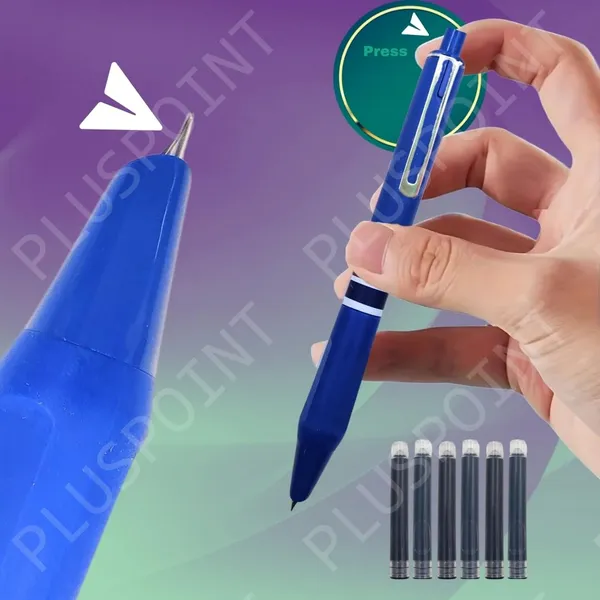 Fountain_Pen_For_Students_Iridium_Tip_Nib_Refillable_Click_Fountain_Pen_Set(2_Pcs)With_6_Ink_Refills_Kawaii_Stationery_Gift_For_Kids|Perfect_For_Office_And_School_Use(Oxford_Pen),Blue