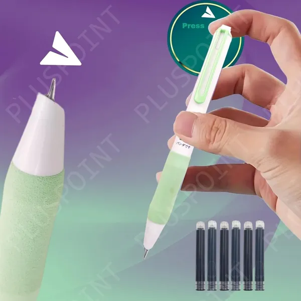 Panda_Fountain_Pen_For_Students,Iridium_Tip_Nib_Refillable_Click_Fountain_Pen_Set_(2_Pcs)_With_6_Ink_Refills,Kawaii_Stationery_Gift_For_Kids,Perfect_For_Office_&_School_Use_(Panda),Blue