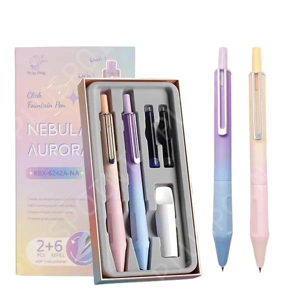 Fountain_Pen_For_Students_Iridium_Tip_Nib_Refillable_Click_Fountain_Pen_Set(2Pcs)With_6_Ink_Refills_Lightweight_Pen_Kawaii_Stationery_Gift_Perfect_For_Office_And_Kids_School_Use(Nebula)Blue