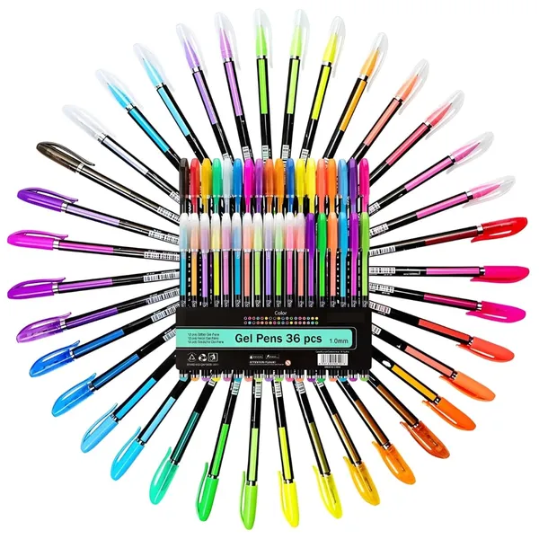 36Pc_Colouring_Gel_Pens_12_Color_Neon_12_Glitter_Pens_12_Metallic_Pens_Fine_Tip_Art_Set_Colored_Gel_Pens_For_Coloring_Book,_Drawing,_Doodling,_Scrapbook_Journaling,_Sparkle_Pen_Gifts_For_Kids