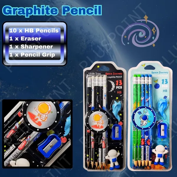 26_Pcs_Space_Theme_20_Pencils_For_Kids_With_2_Erasers_2_Sharpeners_2_Grips_Astronaut_Space_Design_Perfect_For_Birthday_Classroom_And_School_Supply