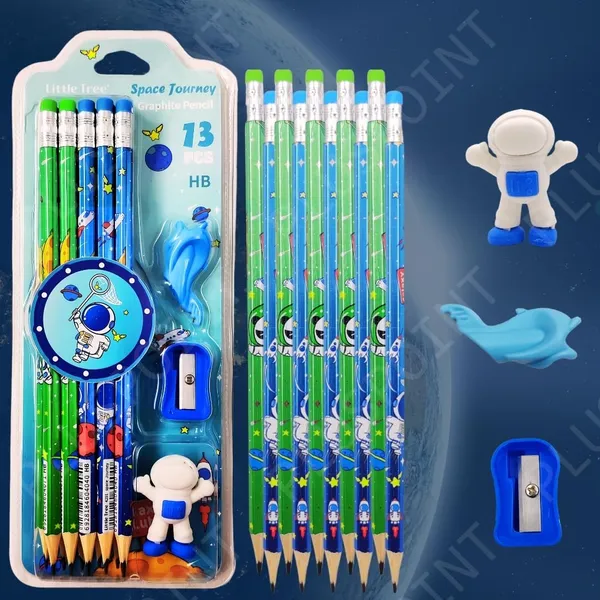26_Pcs_Space_Theme_20_Pencils_For_Kids_With_2_Erasers_2_Sharpeners_2_Grips_Astronaut_Space_Design_Perfect_For_Birthday_Classroom_And_School_Supply