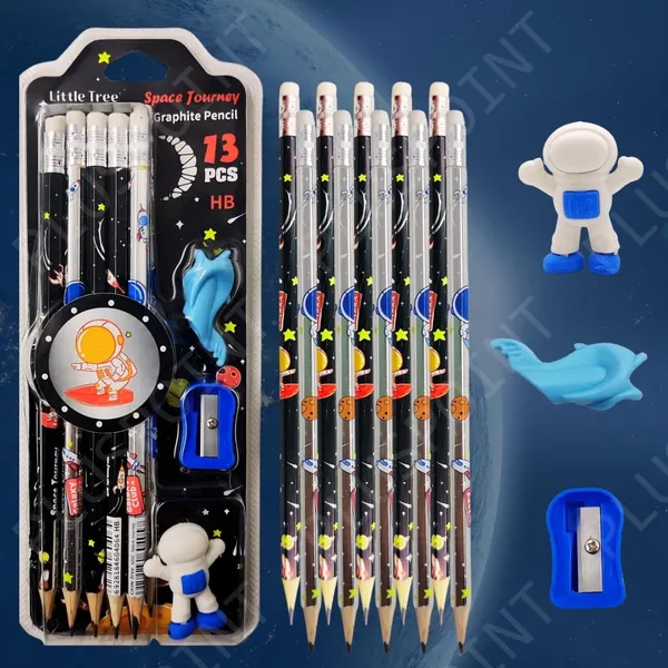 26_Pcs_Space_Theme_20_Pencils_For_Kids_With_2_Erasers_2_Sharpeners_2_Grips_Astronaut_Space_Design_Perfect_For_Birthday_Classroom_And_School_Supply