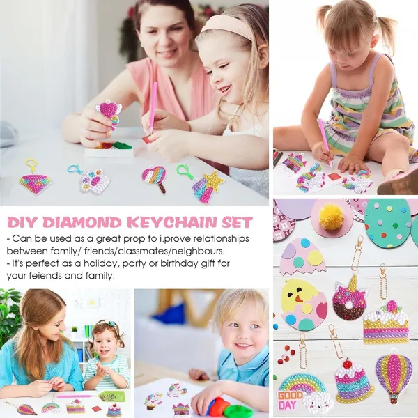 Unicorn_Diamond_Painting_Kit_Gem_Art_Keychains,_5D_Diamond_Art_Craft_Kit_For_Kids,_15_Pcs_Diy_Diamond_Art_Key_Chains_Creative_Decorative_Pendant_Key_Ring_For_Ages_5-12_Birthday_Festival_Gift