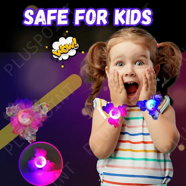Unicorn_Wrist_Band_For_Girls_2_Pack_Yellow_And_Pink_Slap_Band_Cute_Cartoon_Bracelet_With_Led_Light_Up,_Great_Birthday_Gift_Toys_For_Kids_Return_Gift_For_Kids