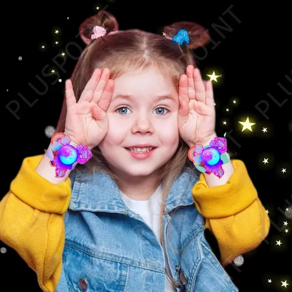 Unicorn_Wrist_Band_For_Girls_2_Pack_Green_And_Purple_Slap_Band_Cute_Cartoon_Bracelet_With_Led_Light_Up,_Great_Birthday_Gift_Toys_For_Kids_Return_Gift_For_Kids