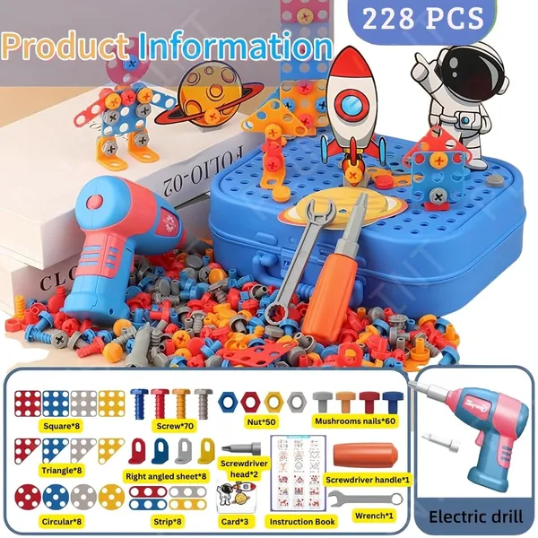 Astronaut_Drill_Toy_For_Boys_228Pc_Kids_Space_Theme_3D_Stem_Construction_Puzzle_Electric_Working_Drill_Toy_With_Fix_Tool_Box,Engineering_Building_Kits,_Birthday_For_Boys_3-9_Yrs_Old