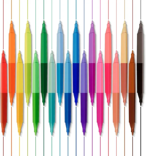 36_Double_Sided_Markers_Set_For_Kids_With_Water_Based_Colors,_Portable_Travel_Case,_Thin_Tip_Markers_Ideal_For_Schoolwork,_Office_Use,_Sketching_And_Drawing