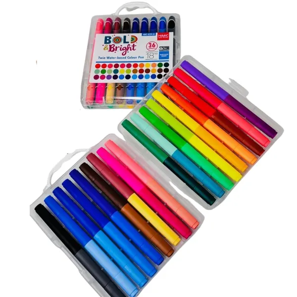 36_Double_Sided_Markers_Set_For_Kids_With_Water_Based_Colors,_Portable_Travel_Case,_Thin_Tip_Markers_Ideal_For_Schoolwork,_Office_Use,_Sketching_And_Drawing