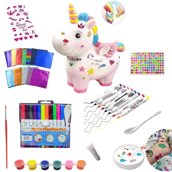 Diy_Unicorn_Piggy_Bank_For_Kids_Paint_Decorate_Piggy_Bank_With_Gemstone,_Stickers,_Foil_Art,_Markers,_Painting_Kit_Diy_Money_Coin_Bank,_Arts_And_Crafts_Birthday_Gifts_For_Kids_5+_Years_Old