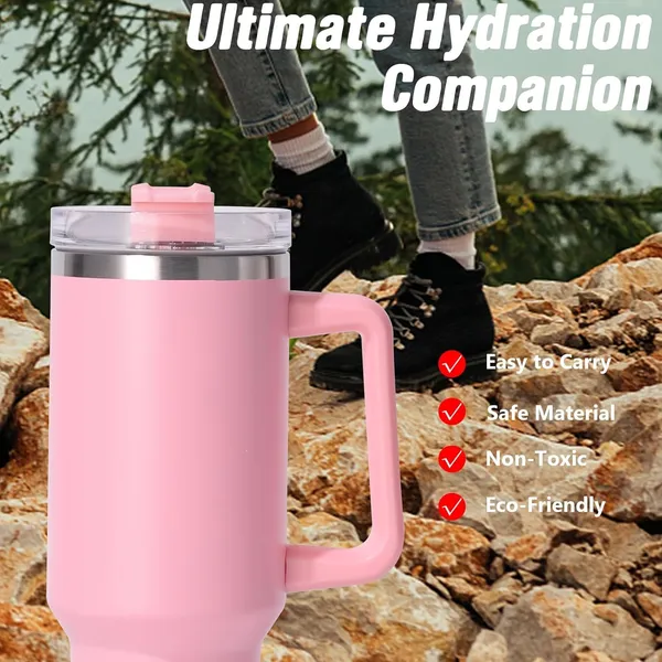 1200Ml_Tumbler_With_Handle_And_Straw_Lid_Double_Insulated_Cup_Reusable_Stainless_Steel_Water_Bottle_Travel_Tumbler,Coffee_Mug_For_Office,_Home|Travel_Mug_For_Hot_And_Cold_Water_(Light_Pink)