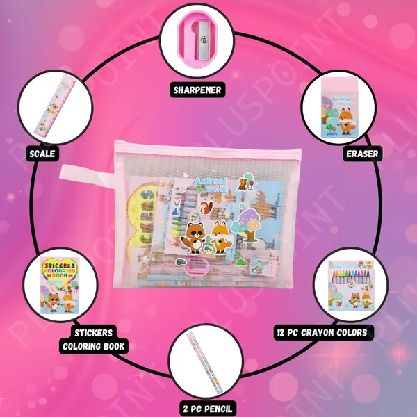 Stationery_Animal_World_Gift_Set_For_Kids-Pack_Of_8_Pcs,Stationery_Items_For_Kids_Useful_Gift_Cartoon_Stationery_Set_Birthday_Return_Gift_School_Accessories_For_Boys_Girls,Multicolor