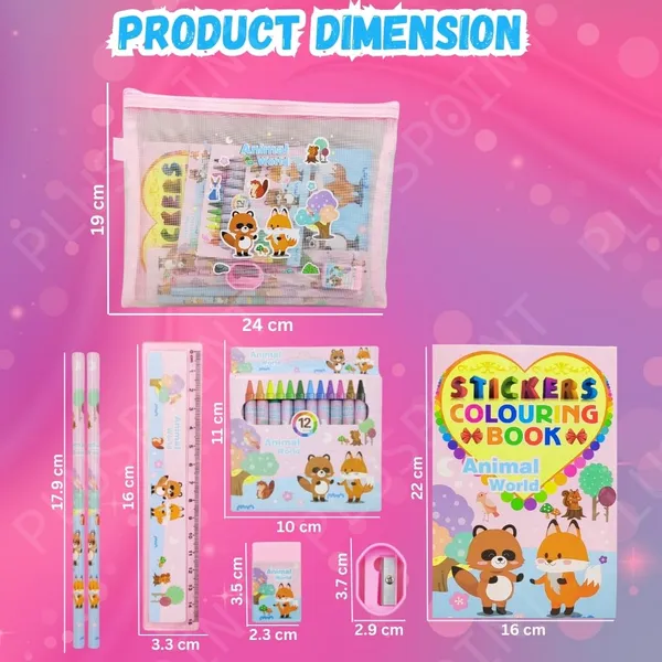 Stationery_Animal_World_Gift_Set_For_Kids-Pack_Of_8_Pcs,Stationery_Items_For_Kids_Useful_Gift_Cartoon_Stationery_Set_Birthday_Return_Gift_School_Accessories_For_Boys_Girls,Multicolor