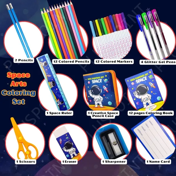 36Pcs_Astronaut_Art_Supplies_For_Girls,_Drawing_Kit_With_Markers,_Coloring_Arts_And_Crafts_Coloring_Set_For_Kids,_Pencil,_Crayon_School_Supply_Stationery_Set_Birthday_Gifts_For_Girls