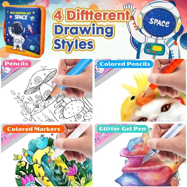 36Pcs_Astronaut_Art_Supplies_For_Girls,_Drawing_Kit_With_Markers,_Coloring_Arts_And_Crafts_Coloring_Set_For_Kids,_Pencil,_Crayon_School_Supply_Stationery_Set_Birthday_Gifts_For_Girls
