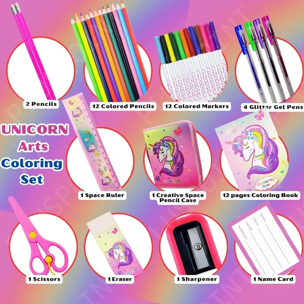 36Pcs_Unicorn_Art_Supplies_For_Girls,Drawing_Kit_With_Markers,Coloring_Arts_And_Crafts_Coloring_Set_For_Kids,Pencil,Crayon_School_Supply_Stationery_Set_Birthday_Gifts_For_Girls,Multicolor