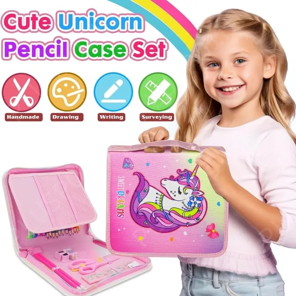36Pcs_Unicorn_Art_Supplies_For_Girls,Drawing_Kit_With_Markers,Coloring_Arts_And_Crafts_Coloring_Set_For_Kids,Pencil,Crayon_School_Supply_Stationery_Set_Birthday_Gifts_For_Girls,Multicolor
