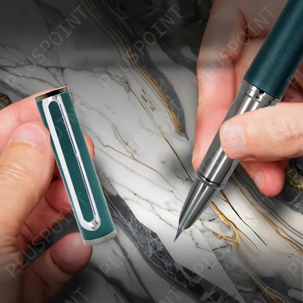 Stainless_Steel_Fountain_Pen_Stunning_Luxury_Pen_With_Metallic_Green_Finish,_Iridium_Nib,_Pen_Gift_For_Men_&_Women,_Professional,_Executive_Office,_Nice_Designer_Pens_For_Kids
