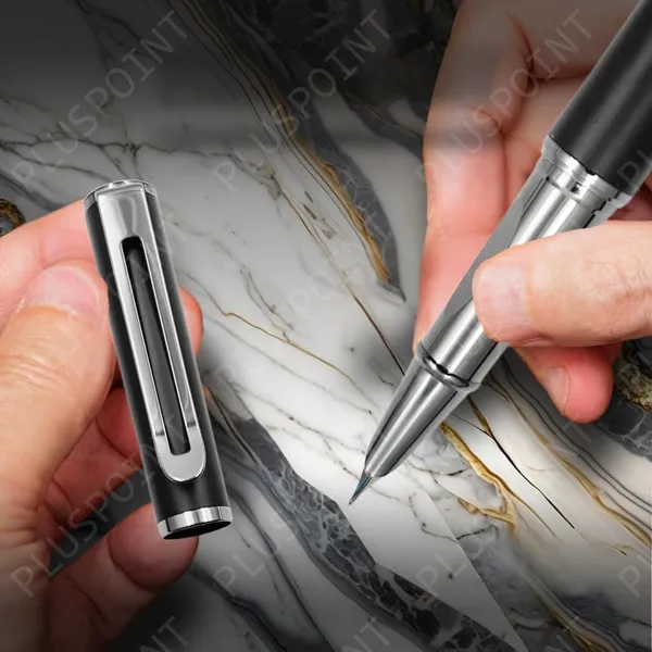 Stainless_Steel_Fountain_Pen_Stunning_Luxury_Pen_With_Metallic_Black_Finish,_Iridium_Nib,_Pen_Gift_For_Men_&_Women,_Professional,_Executive_Office,_Nice_Designer_Pens_For_Kids