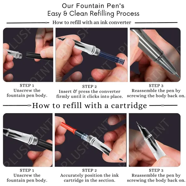 Stainless_Steel_Fountain_Pen_Stunning_Luxury_Pen_With_Metallic_Black_Finish,_Iridium_Nib,_Pen_Gift_For_Men_&_Women,_Professional,_Executive_Office,_Nice_Designer_Pens_For_Kids