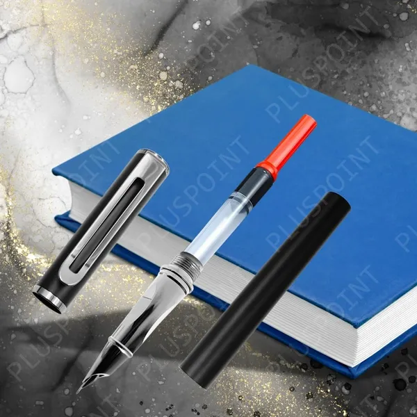 Stainless_Steel_Fountain_Pen_Stunning_Luxury_Pen_With_Metallic_Black_Finish,_Iridium_Nib,_Pen_Gift_For_Men_&_Women,_Professional,_Executive_Office,_Nice_Designer_Pens_For_Kids