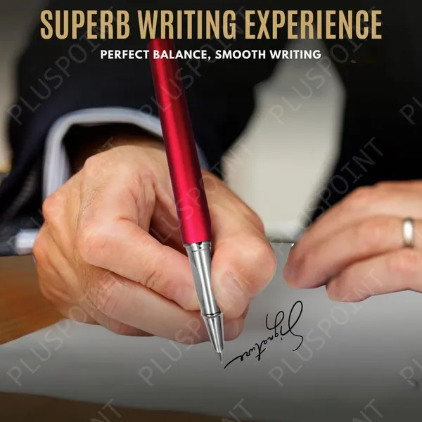 Stainless_Steel_Fountain_Pen_Stunning_Luxury_Pen_With_Metallic_Red_Finish,_Iridium_Nib,_Pen_Gift_For_Men_&_Women,_Professional,_Executive_Office,_Nice_Designer_Pens_For_Kids