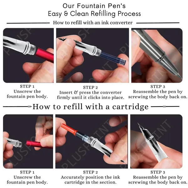 Stainless_Steel_Fountain_Pen_Stunning_Luxury_Pen_With_Metallic_Red_Finish,_Iridium_Nib,_Pen_Gift_For_Men_&_Women,_Professional,_Executive_Office,_Nice_Designer_Pens_For_Kids