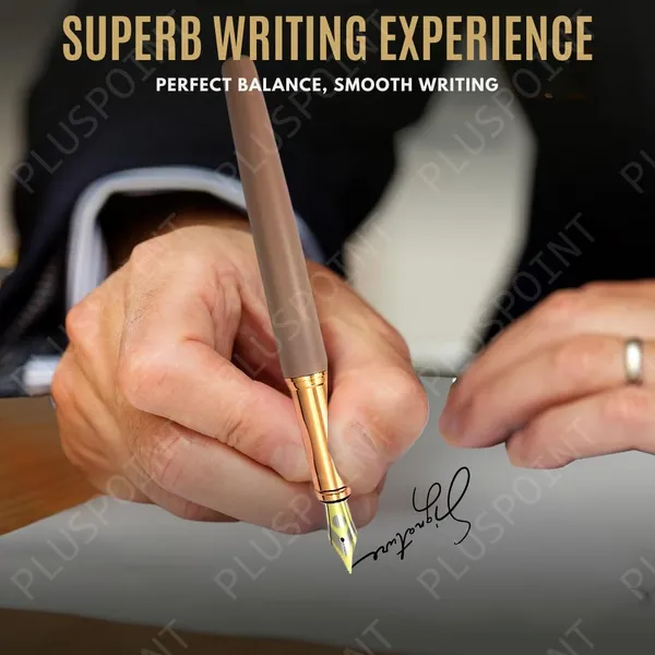 Luxury_Metal_Body_Fountain_Pen_Mat_Finish_With_Rose_Gold_Studded_Stone_Clip,_Iridium_Nib,_Rose_Gold_Trims,_Include_Ink_Converter_Gift_Set_For_Men_&_Women,_Executives
