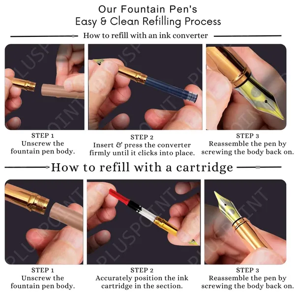 Luxury_Metal_Body_Fountain_Pen_Mat_Finish_With_Rose_Gold_Studded_Stone_Clip,_Iridium_Nib,_Rose_Gold_Trims,_Include_Ink_Converter_Gift_Set_For_Men_&_Women,_Executives