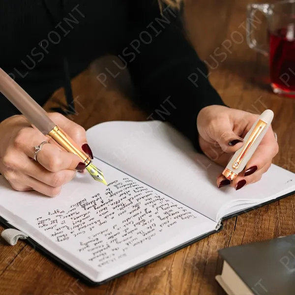 Luxury_Metal_Body_Fountain_Pen_Mat_Finish_With_Rose_Gold_Studded_Stone_Clip,_Iridium_Nib,_Rose_Gold_Trims,_Include_Ink_Converter_Gift_Set_For_Men_&_Women,_Executives
