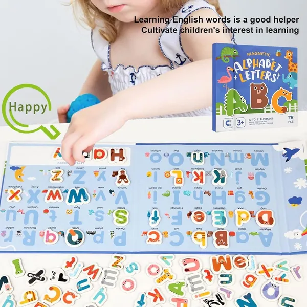 78_Pieces_Magnetic_Alphabet_Letters,_A-Z_Animal_Learning_Set_With_Magnetic_Board_&_Spelling_Guide_With_Uppercase_&_Lowercase_Abc_Letters,_Educational_Toy_For_Kids_3-6_Years