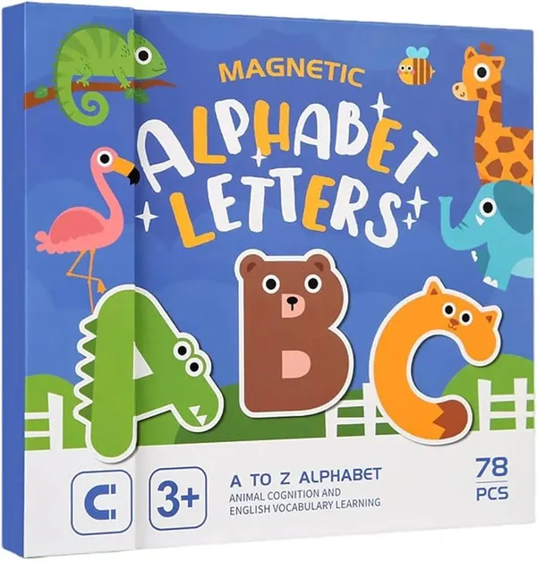 78_Pieces_Magnetic_Alphabet_Letters,_A-Z_Animal_Learning_Set_With_Magnetic_Board_&_Spelling_Guide_With_Uppercase_&_Lowercase_Abc_Letters,_Educational_Toy_For_Kids_3-6_Years