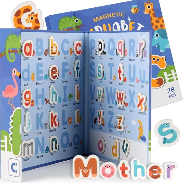 78_Pieces_Magnetic_Alphabet_Letters,_A-Z_Animal_Learning_Set_With_Magnetic_Board_&_Spelling_Guide_With_Uppercase_&_Lowercase_Abc_Letters,_Educational_Toy_For_Kids_3-6_Years