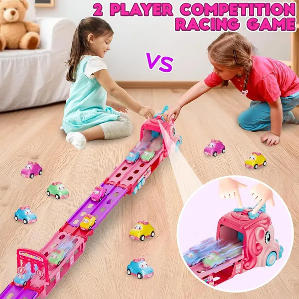 Unicorn_Truck_Trailer_With_6_Cars_Friction_Powered_Foldable_Race_Track_Truck_Toys_For_Toddler_Girls_Toy_Car_Set,_2-Player_Fold_Out_Trailer_With_Light_&_Sound_Toys_Birthday_Gifts