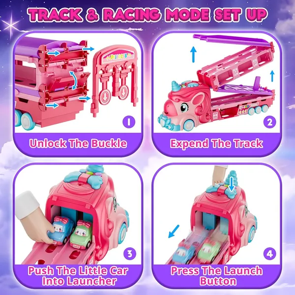 Unicorn_Truck_Trailer_With_6_Cars_Friction_Powered_Foldable_Race_Track_Truck_Toys_For_Toddler_Girls_Toy_Car_Set,_2-Player_Fold_Out_Trailer_With_Light_&_Sound_Toys_Birthday_Gifts
