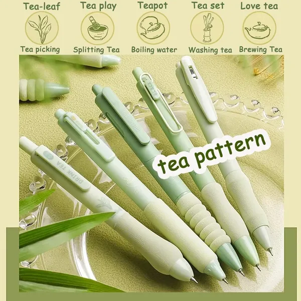 Green_Tea_Theme_Cute_Gel_Pens_5Pcs_Retractable_Quick_Dry_Ink_Pens_0.5Mm_Fine_Point_Blue_Ink_Kawaii_Smooth_Writing_Pens_For_School_Office_Supplies_Aesthetic_Pretty_Pens