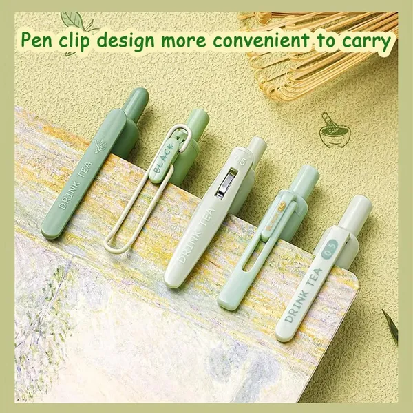 Green_Tea_Theme_Cute_Gel_Pens_5Pcs_Retractable_Quick_Dry_Ink_Pens_0.5Mm_Fine_Point_Blue_Ink_Kawaii_Smooth_Writing_Pens_For_School_Office_Supplies_Aesthetic_Pretty_Pens