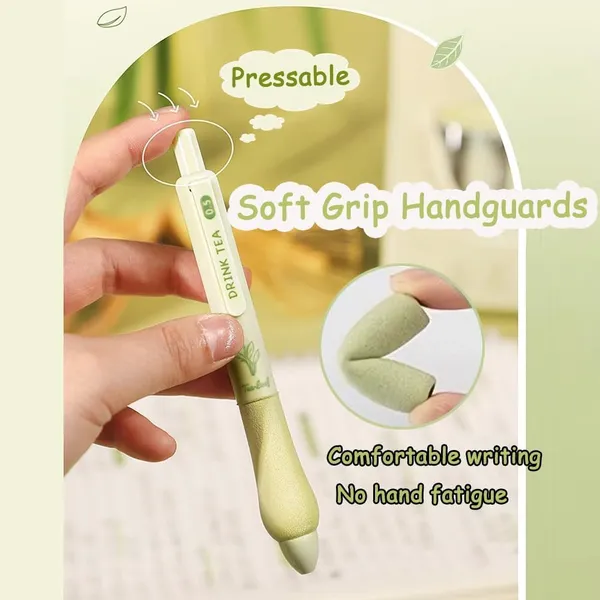 Green_Tea_Theme_Cute_Gel_Pens_5Pcs_Retractable_Quick_Dry_Ink_Pens_0.5Mm_Fine_Point_Blue_Ink_Kawaii_Smooth_Writing_Pens_For_School_Office_Supplies_Aesthetic_Pretty_Pens