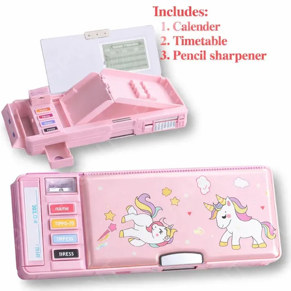 Plastic_Multifunctional_Cute_Unicorn_School_Pencil_Case_For_Girls_-_Multi_Compartment_Button_Operated_Unicorn_Compass_Box,_Stationary_Items-_Pencil_Case_&_Geometry_Box_For_Kids