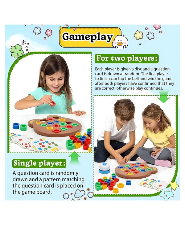 Shape_Matching_Puzzle_Game_For_Kids_|_30_Question_Cards,32_Colorful_Shapes,2_Bear_Boards_&_Bell_|_Educational_Stem_Toy_For_3+_Years_|Montessori_Learning_Toy_For_Shape_&_Color_Recognition
