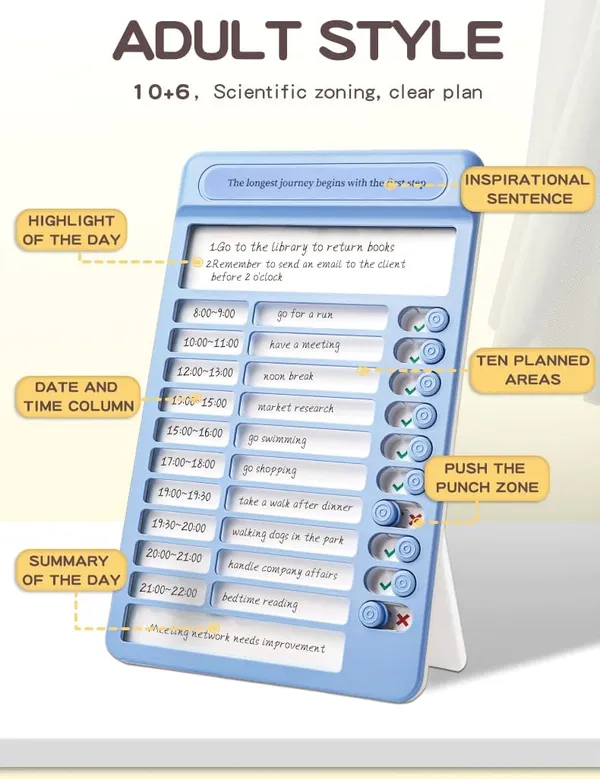 Habit_Tracker_Daily_Planner_For_Kids_Adult_Chore_Chart_Plastic_Checklist_Board_15_Detachable_Cardstock_To_Do_List_Planner_Checklist_Task_Planning_Board_For_Adults_And_Kids_(Habit-Blue)