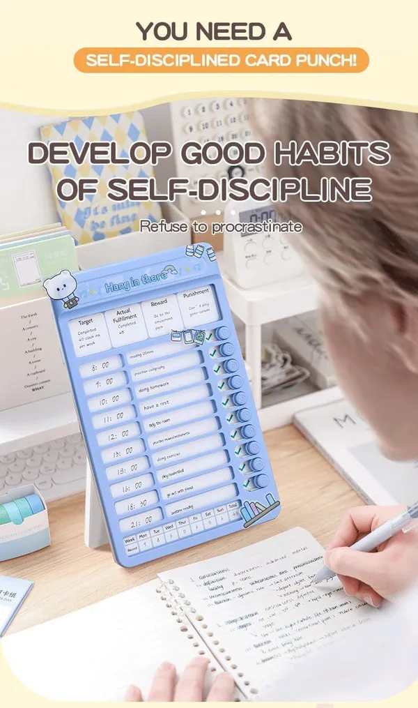 Habit_Tracker_Daily_Planner_For_Kids_Adult_Chore_Chart_Plastic_Checklist_Board_15_Detachable_Cardstock_To_Do_List_Planner_Checklist_Task_Planning_Board_For_Adults_And_Kids_(Habit-Blue)