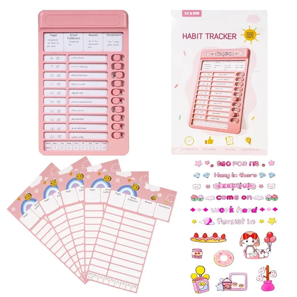 Habit_Tracker_Daily_Task_Planner_For_Kids_Adult_Chore_Chart_Plastic_Checklist_Board_15_Detachable_Cards_To_Do_List_Planner_Checklist_Task_Planning_Board_For_Adults_And_Kids