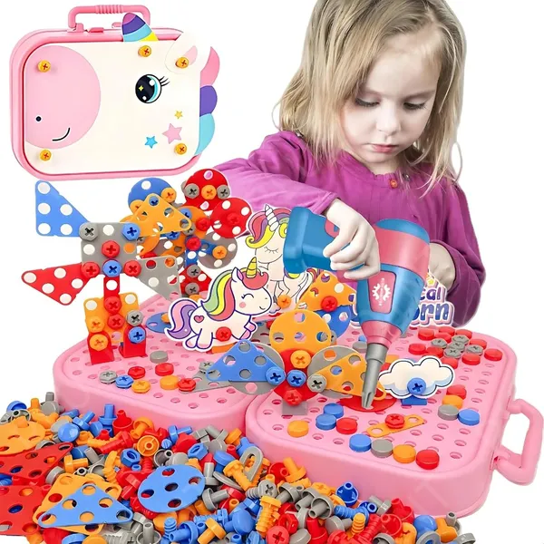 Unicorn_Drill_Toy_For_Kids_228Pc_Unicorn_Theme_3D_Stem_Construction_Puzzle_Toy_Electric_Working_Drill_With_Fix_Tool_Box,_Girls_Engineering_Building_Kits,_Birthday_For_Boys_3-9_Yrs_Old