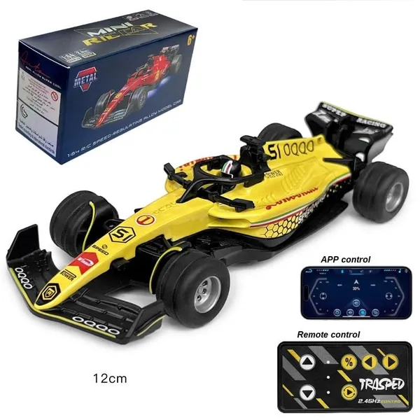 1:64_Die_Cast_Metal_F1_Rc_Mini_Racing_Car_With_Led_Lights_|_2.4Ghz_Remote_Control_Car_|_3_Speed_Adjustable,_Usb_Rechargeable_Alloy_Rc_Car_For_Kids_&_Adults_Indoor/Outdoor_Racing